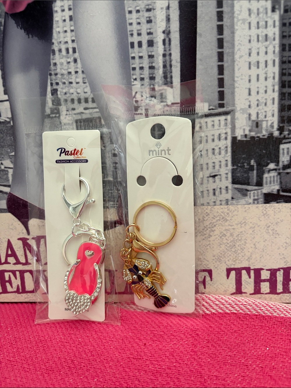 Lobster and Pink Flip-Flop Keychains - Picture 2 of 2